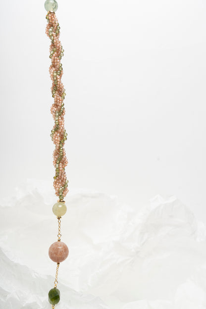 SICYLUI - COLLANA LUNGA VERDE E CIPRIA CON PERLE SCARAMAZZE