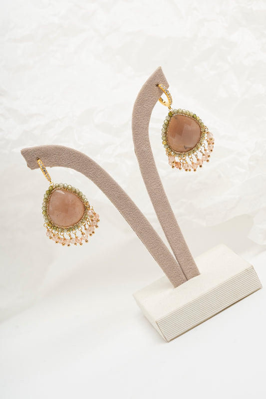 SICYLUI - ORECCHINI PENDENTI PIETRA DEL SOLE E ZIRCONI