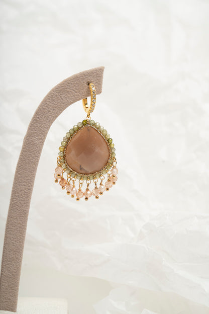 SICYLUI - ORECCHINI PENDENTI PIETRA DEL SOLE E ZIRCONI