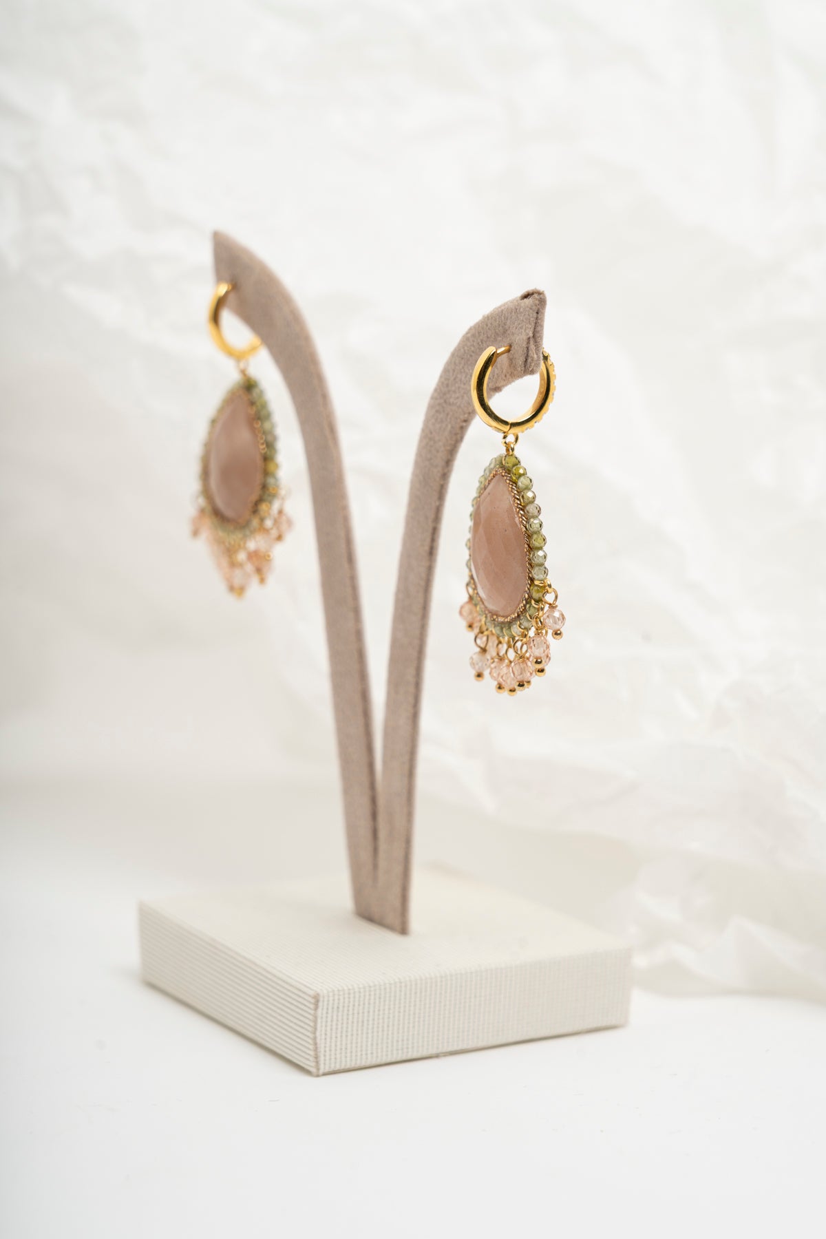 SICYLUI - ORECCHINI PENDENTI PIETRA DEL SOLE E ZIRCONI