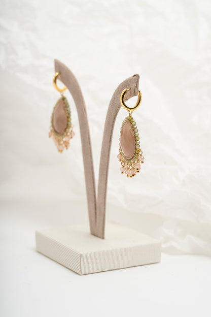 SICYLUI - ORECCHINI PENDENTI PIETRA DEL SOLE E ZIRCONI