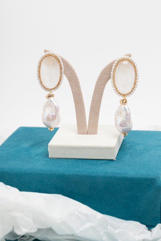 SICYLUI - ORECCHINI PENDENTI CON PERLA SCARAMAZZA