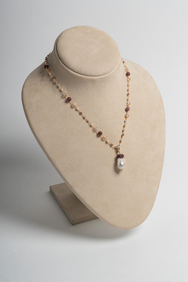 SICYLUI - COLLANA CON ZIRCONI MORO E PERLA SCARAMAZZA