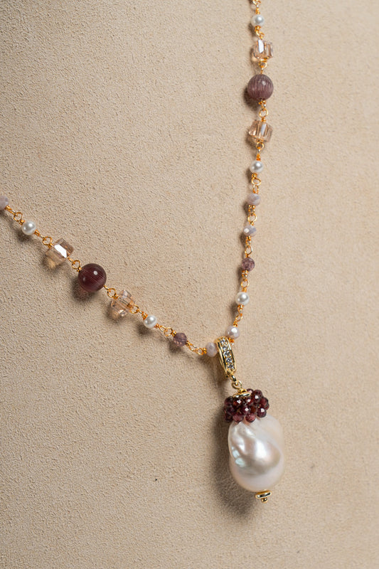 SICYLUI - COLLANA CON ZIRCONI MORO E PERLA SCARAMAZZA