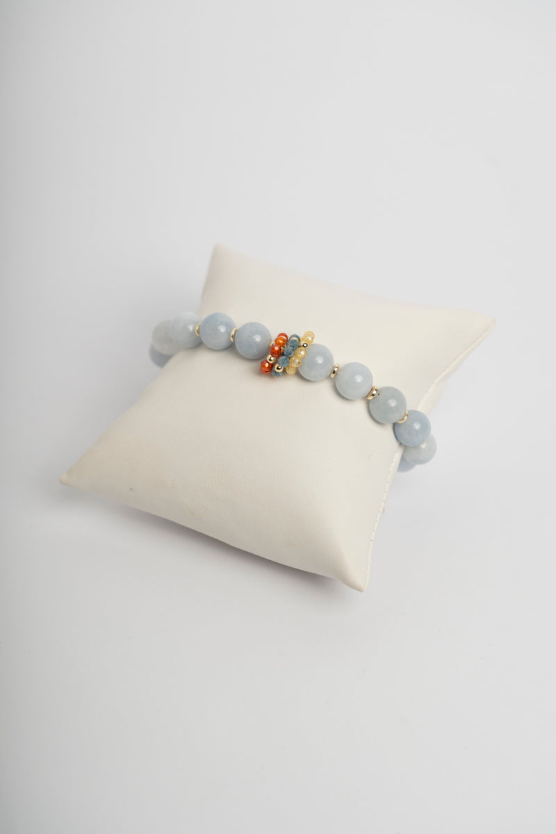 SICYLUI - BRACCIALE ELASTICO GIADA POLVERE E ZIRCONI
