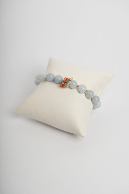 SICYLUI - BRACCIALE ELASTICO GIADA POLVERE E ZIRCONI