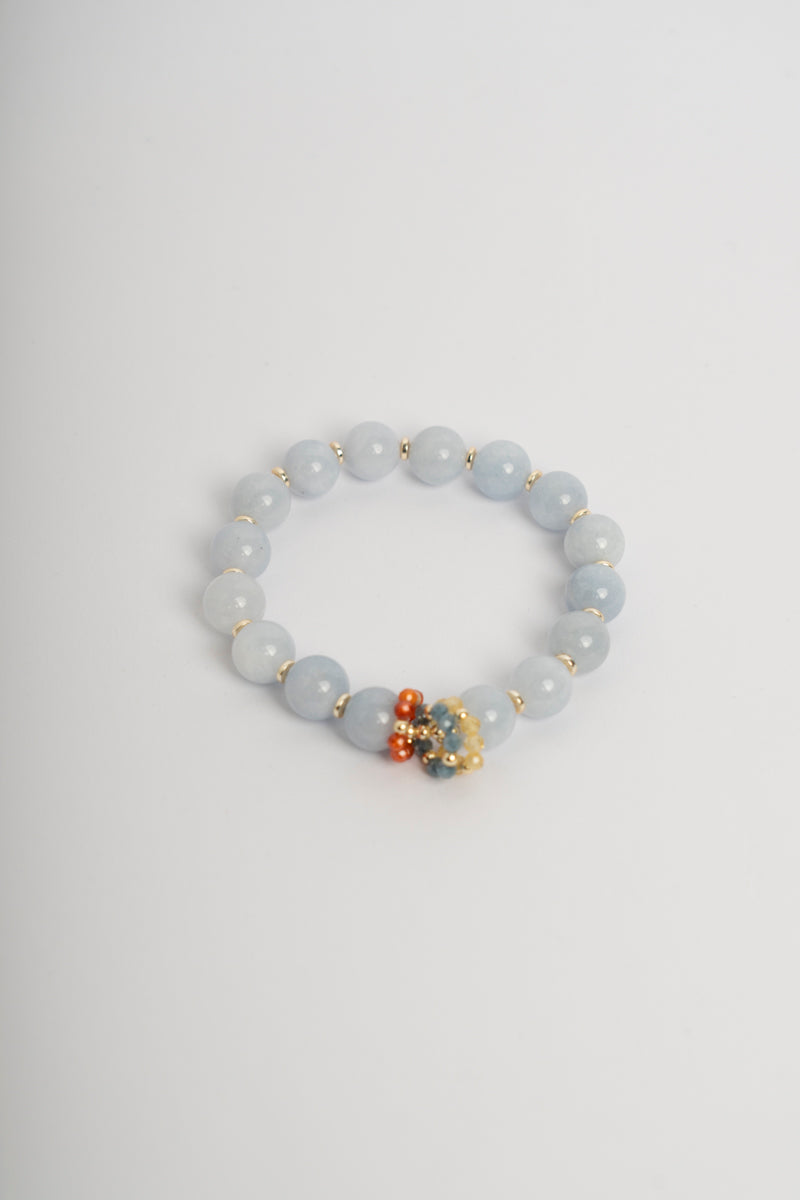 SICYLUI - BRACCIALE ELASTICO GIADA POLVERE E ZIRCONI