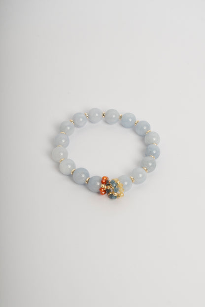 SICYLUI - BRACCIALE ELASTICO GIADA POLVERE E ZIRCONI