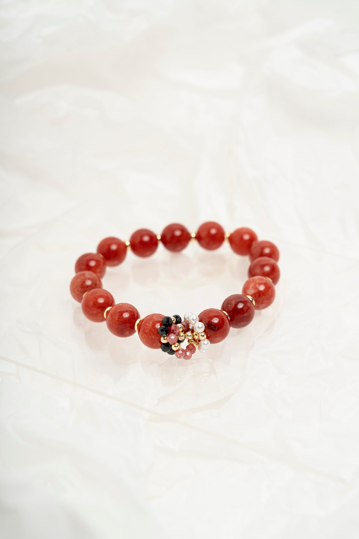 SICYLUI - BRACCIALE ELASTICO GIADA COCCIO E ZIRCONI