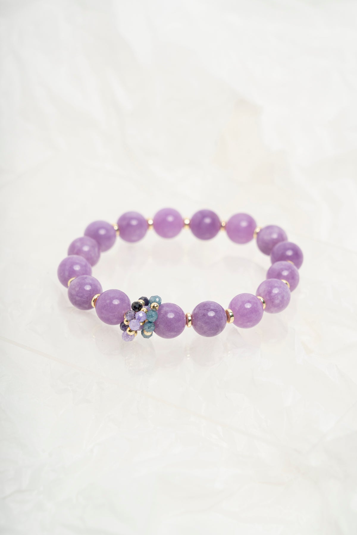 SICYLUI - BRACCIALE ELASTICO GIADA LILLA E ZIRCONI