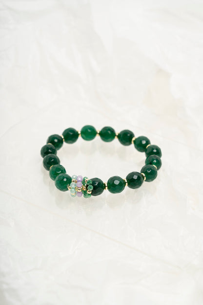 SICYLUI - BRACCIALE ELASTICO GIADA VERDE E ZIRCONI