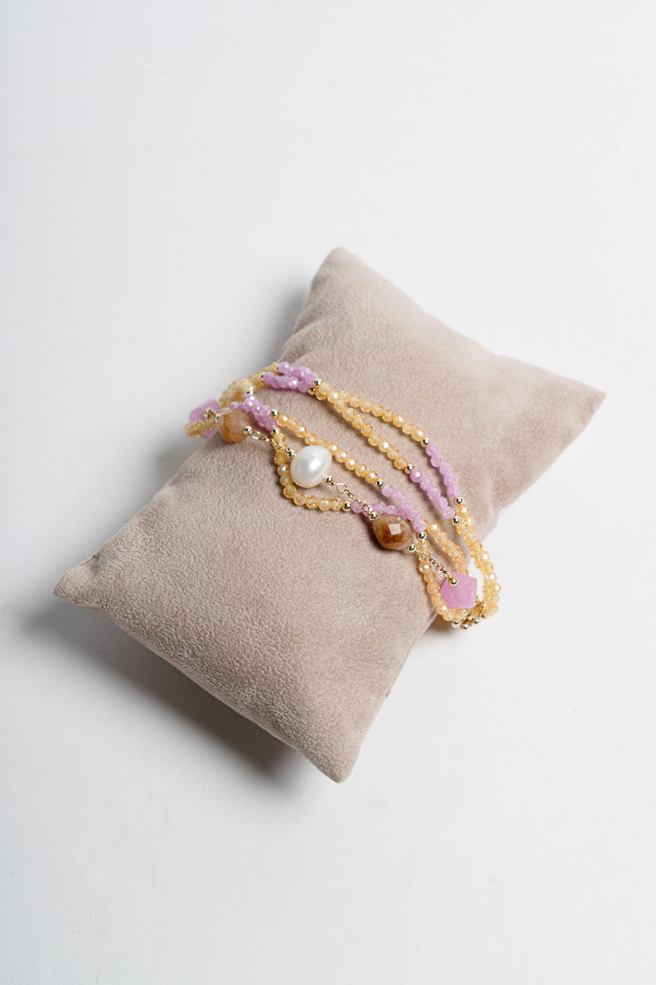 SICYLUI - BRACCIALE MULTIFILI ZIRCONI BIALLI E ROSA E PERLE