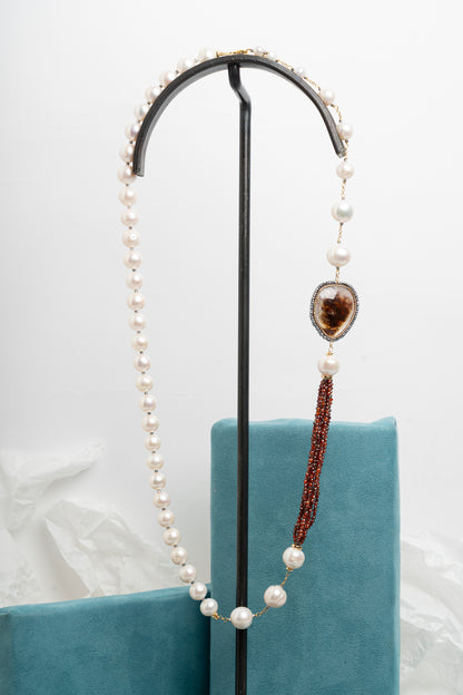 SICYLUI - COLLANA CON ZIRCONI E PERLE NATURALI