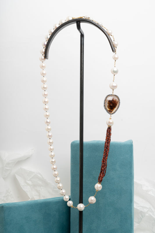 SICYLUI - COLLANA CON ZIRCONI E PERLE NATURALI