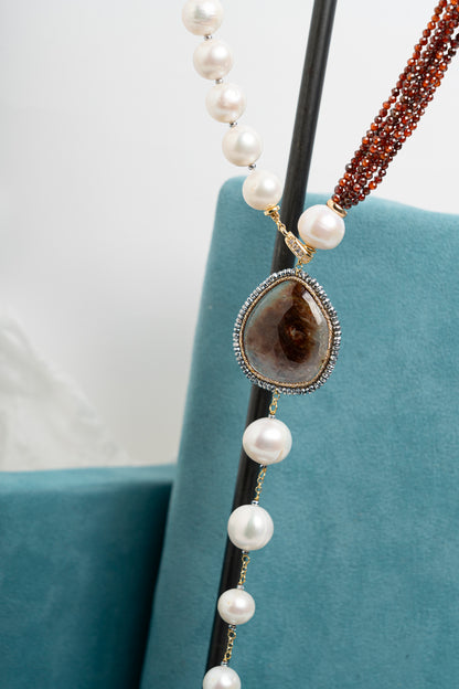 SICYLUI - COLLANA CON ZIRCONI E PERLE NATURALI