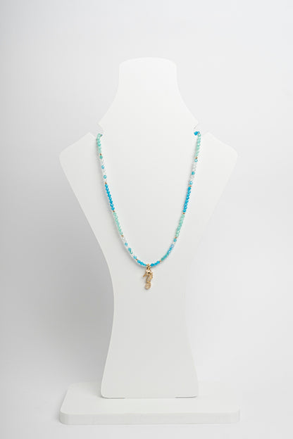 SICYLUI - COLLANA GIROCOLLO CON ZIRCONI AZZURRI E CAVALLUCCIO DORATO