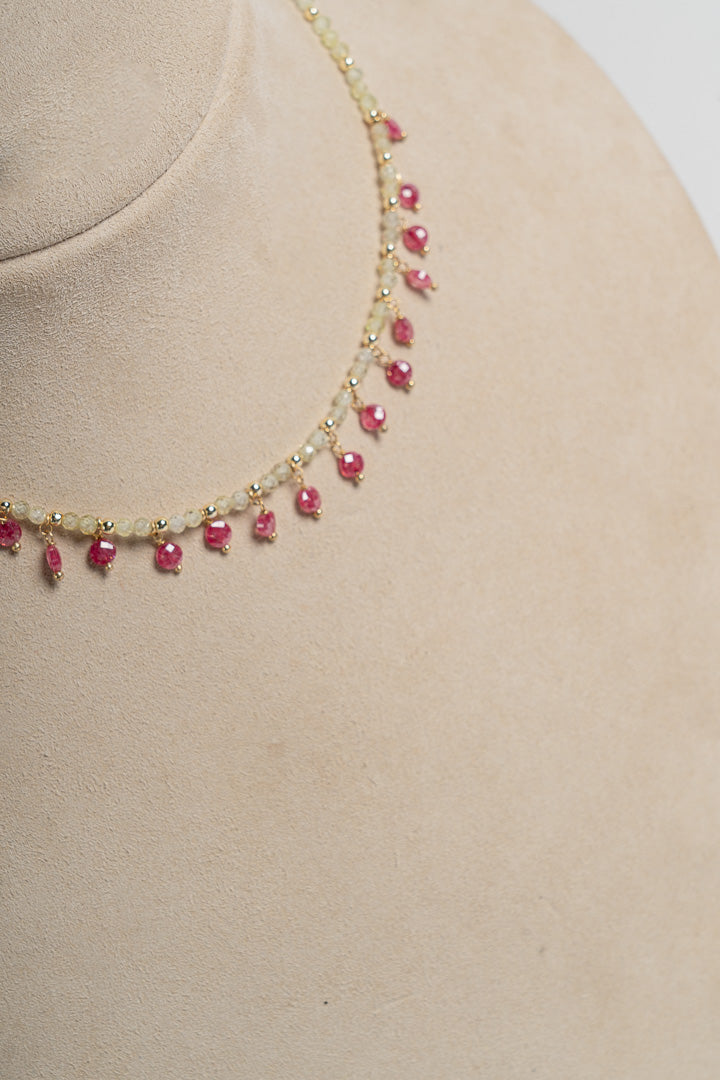 SICYLUI - COLLANA CHOCKER CON ZIRCONI VERDE E FUCSIA