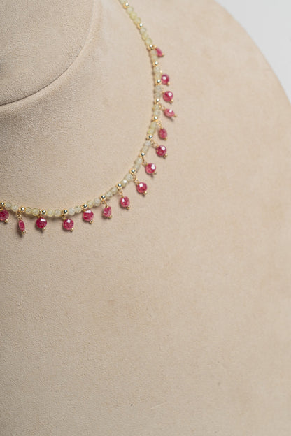 SICYLUI - COLLANA CHOCKER CON ZIRCONI VERDE E FUCSIA