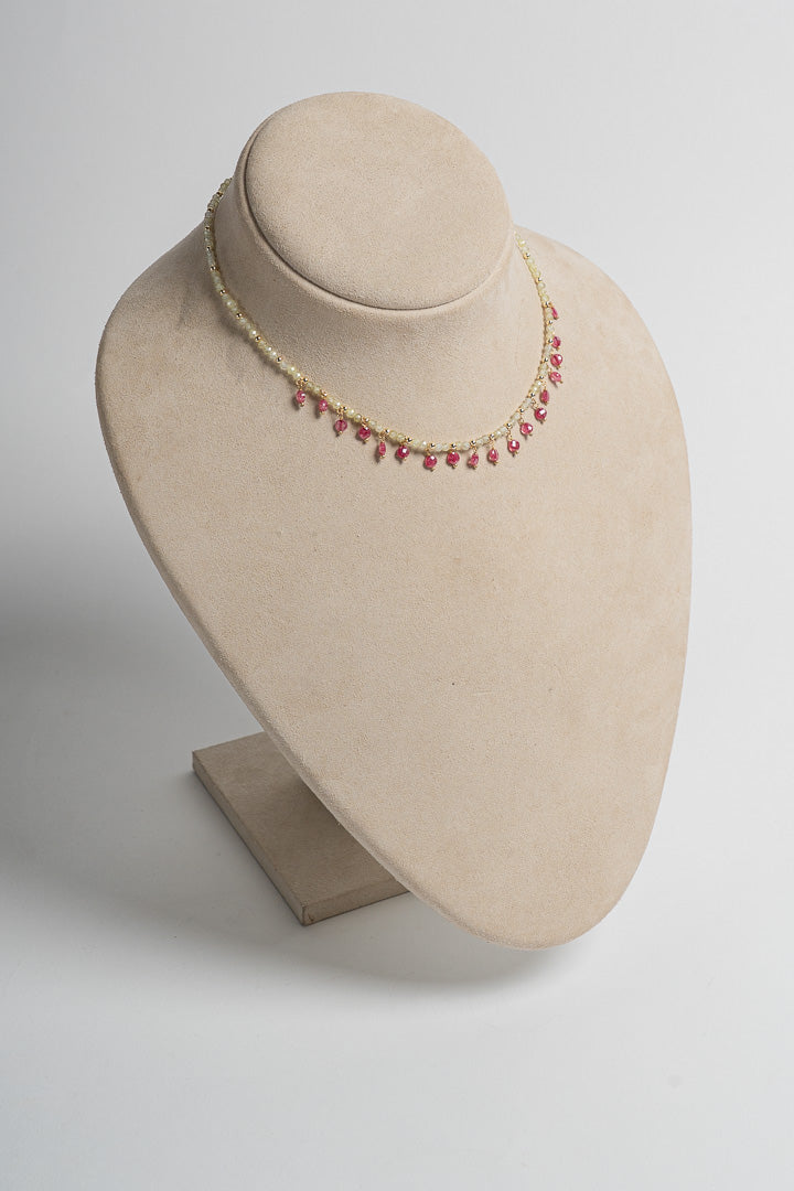 SICYLUI - COLLANA CHOCKER CON ZIRCONI VERDE E FUCSIA