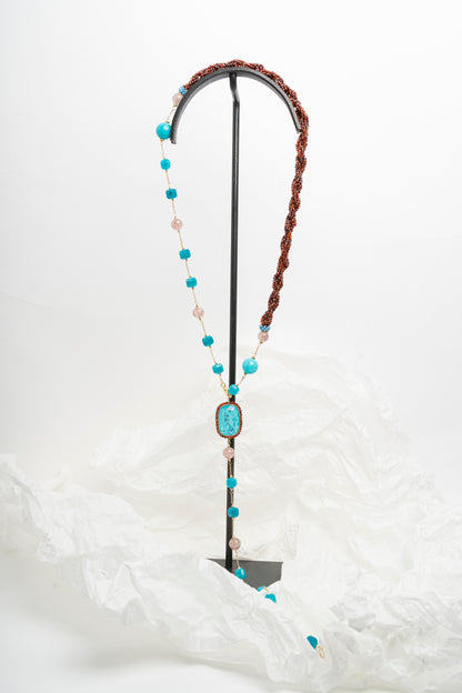 SICYLUI - COLLANA CON ZIRCONI TURCHESI, AGATA E PERLE