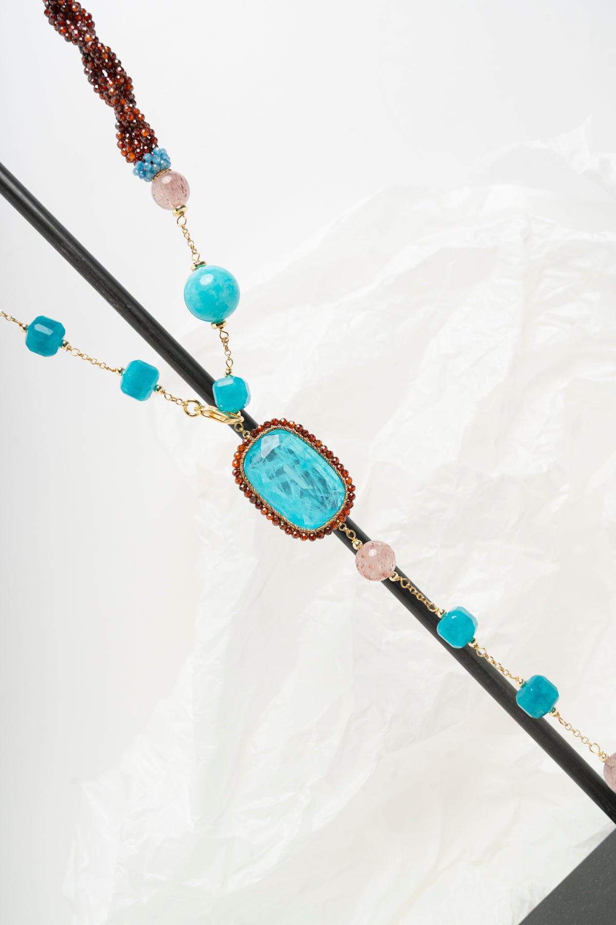 SICYLUI - COLLANA CON ZIRCONI TURCHESI, AGATA E PERLE