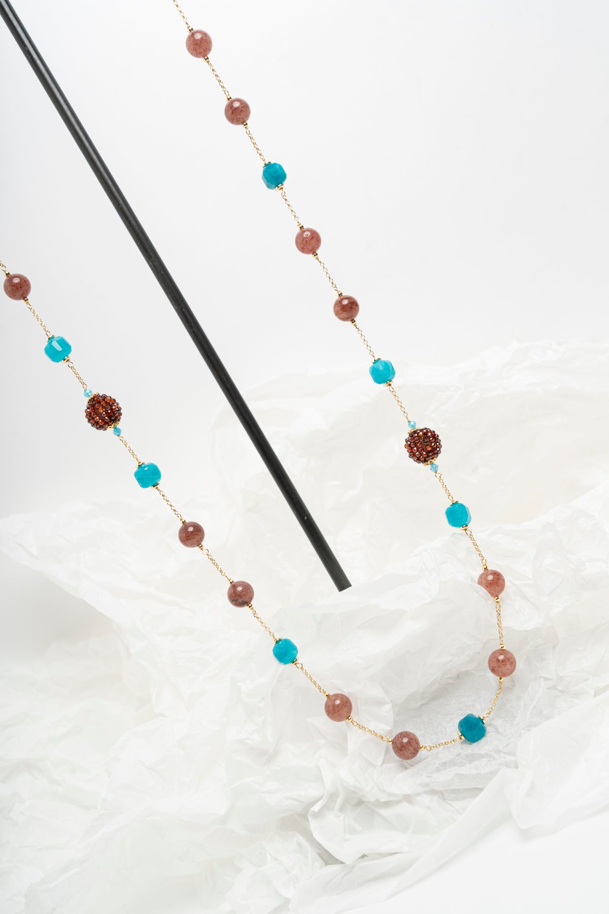 SICYLUI - COLLANA CON ZIRCONI TURCHESI E MORO