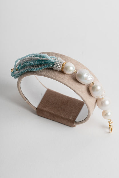 SICYLUI - BRACCIALE PERLE BAROCCHE E MULTIFILI DI ZIRCONI AZZURRI