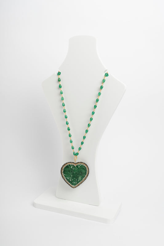 SICYLUI - COLLANA CUORE INTARSIATO VERDE E ZIRCONI