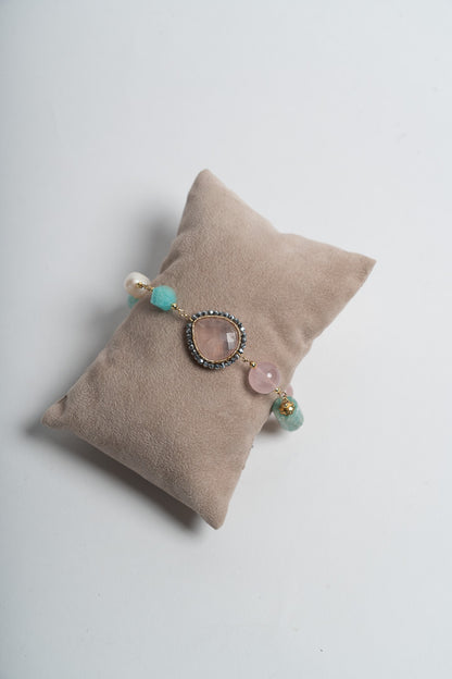 SICYLUI - BRACCIALE CON QUARZO ROSA ED AMAZZONITE
