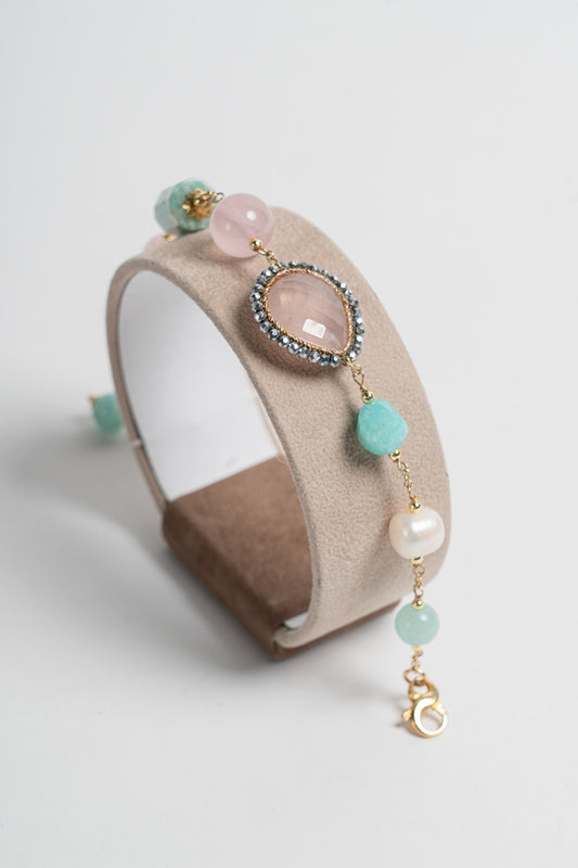 SICYLUI - ROSE QUARTZ AND AMAZONITE BRACELET