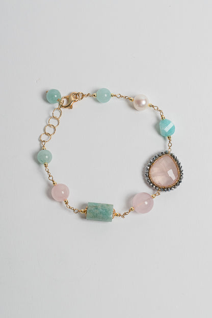 SICYLUI - BRACCIALE CON QUARZO ROSA ED AMAZZONITE
