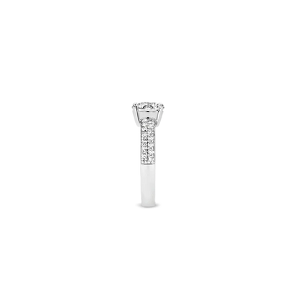 TI SENTO - ANELLO SOLITARIO IN ARGENTO CON ZIRCONE CENTRALE E PAVE' LATERALE