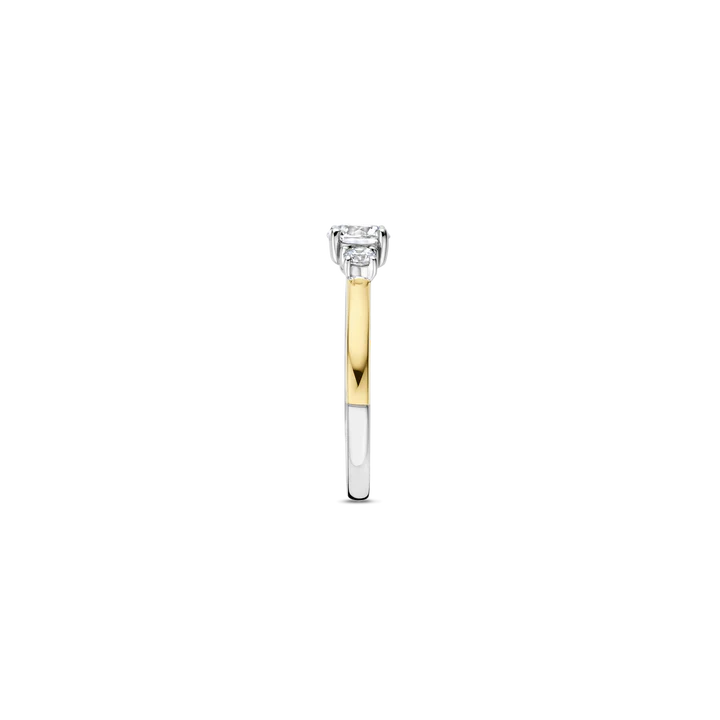 TI SENTO - ANELLO  TRILOGY IN ARGENTO DORATO CON TRE ZIRCONI CENTRALI