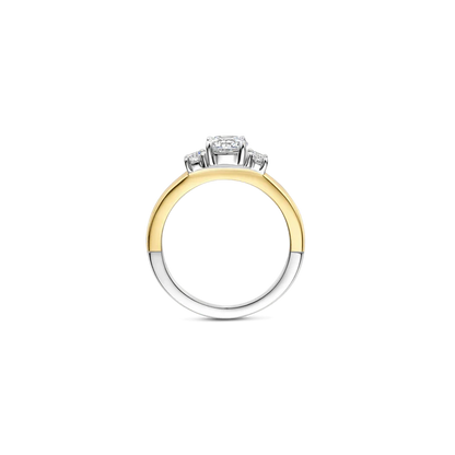 TI SENTO - ANELLO  TRILOGY IN ARGENTO DORATO CON TRE ZIRCONI CENTRALI