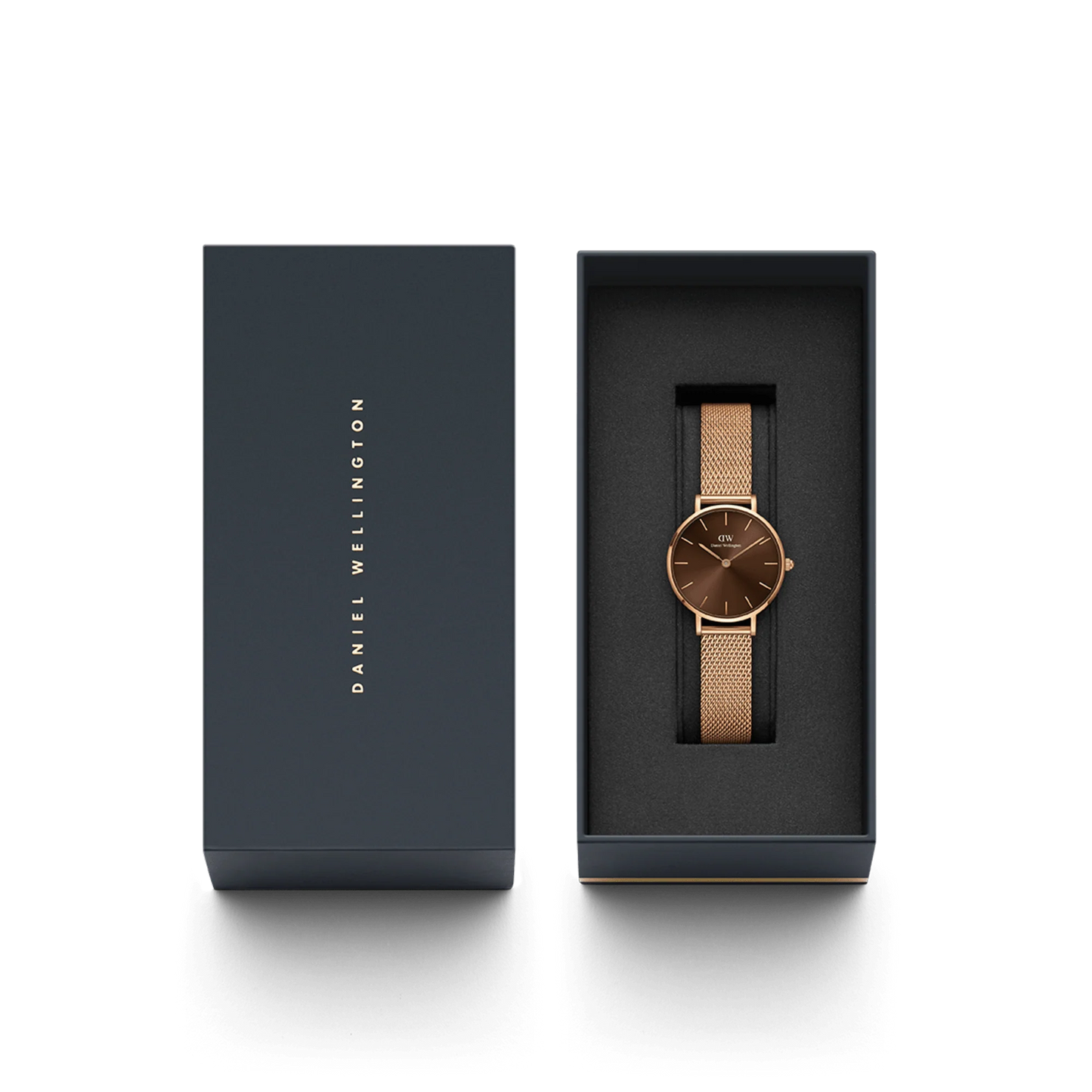 OROLOGIO PETITE AMBER ROSE GOLD 36MM ACCIAIO ROSE' QUADRANTE CIOCCOLATO MAGLIA MILANO