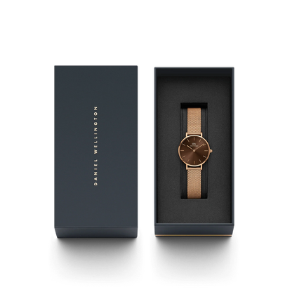 OROLOGIO PETITE AMBER ROSE GOLD 36MM ACCIAIO ROSE' QUADRANTE CIOCCOLATO MAGLIA MILANO