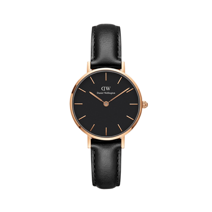 OROLOGIO PETITE SHEFFIELD 28MM CINTURINO PELLE NERO CASSA ACCIAIO ROSE' QUADRANTE NERO