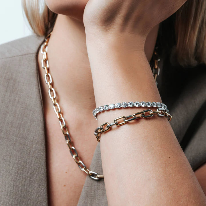 TI SENTO - BRACCIALE CATENA ARGENTO E ZIRCONI BIANCHI