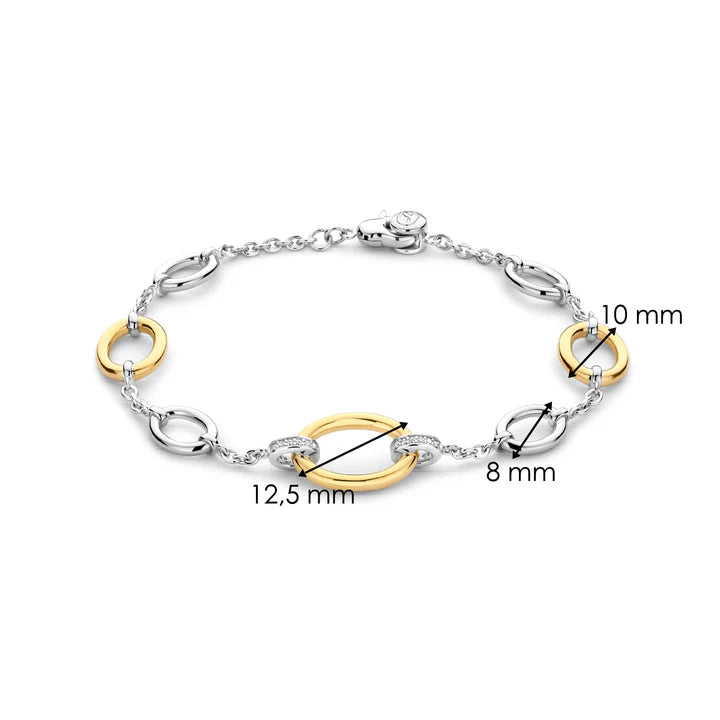 TI SENTO - BRACCIALE CERCHI ARGENTO DORATO E ZIRCONI