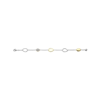 TI SENTO - BRACCIALE ARGENTO CON OVALI BICOLORE E CRISTALLO BIANCO LATTE