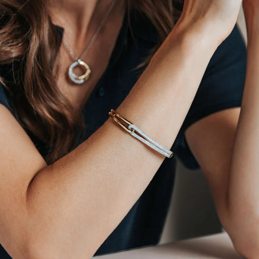 TI SENTO - BRACCIALE INCROCIO ARGENTO DORATO E ZIRCONI