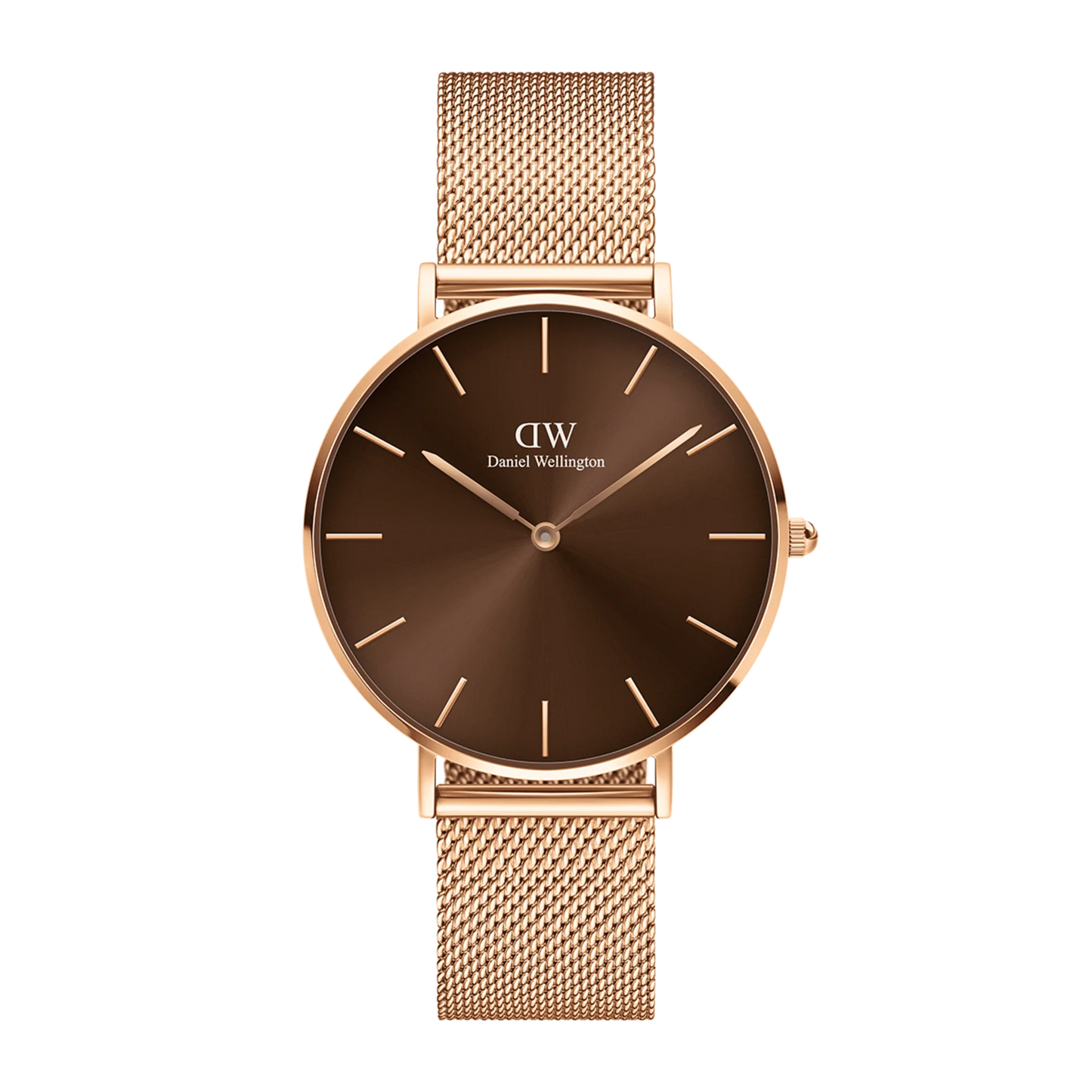 OROLOGIO PETITE AMBER ROSE GOLD 36MM ACCIAIO ROSE' QUADRANTE CIOCCOLATO MAGLIA MILANO