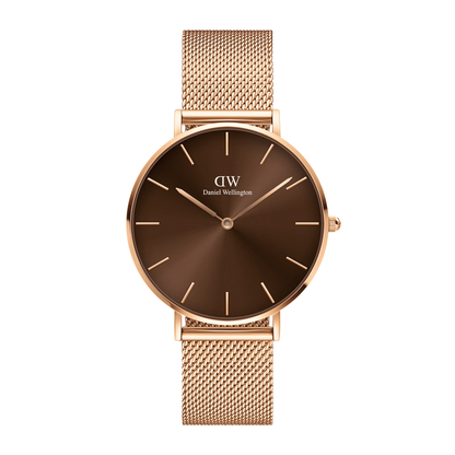 OROLOGIO PETITE AMBER ROSE GOLD 36MM ACCIAIO ROSE' QUADRANTE CIOCCOLATO MAGLIA MILANO