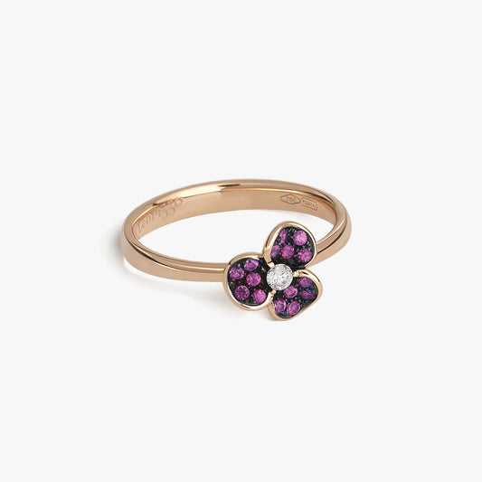 ANELLO CON TRIFOGLIO ORO ROSA E DIAMANTI