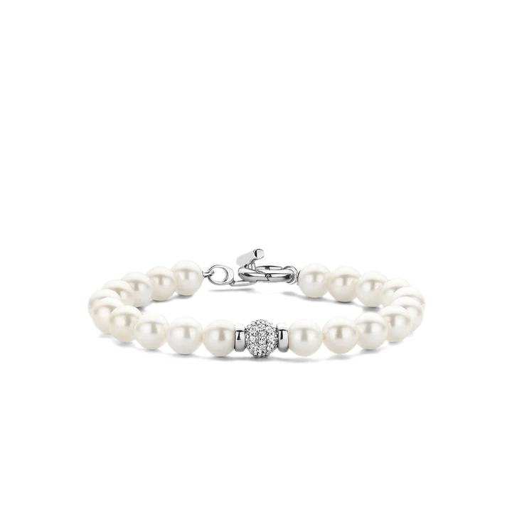 TI SENTO - BRACCIALE PERLE E CENTRALE ARGENTO CON ZIRCONI