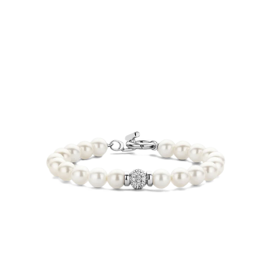 TI SENTO - BRACCIALE PERLE E CENTRALE ARGENTO CON ZIRCONI
