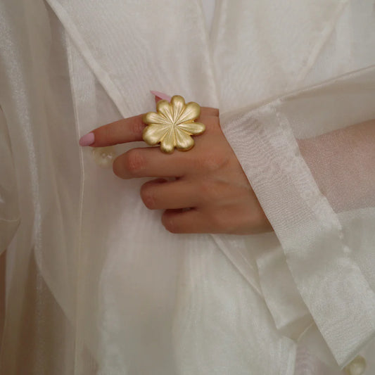 ANELLO FIORE ARGENTO DORATO