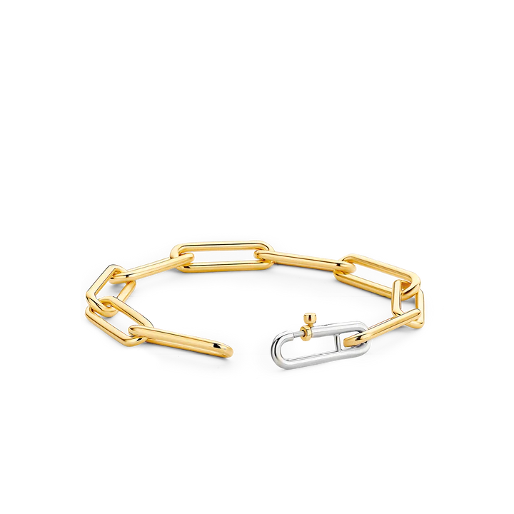 TI SENTO - BRACCIALE ARGENTO DORATO MAGLIA CATENA E MOSCHETTONE ARGENTO CON ZIRCONE