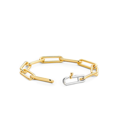 TI SENTO - BRACCIALE ARGENTO DORATO MAGLIA CATENA E MOSCHETTONE ARGENTO CON ZIRCONE