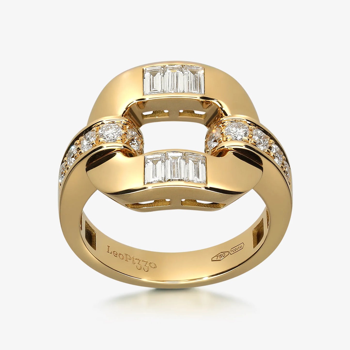 LEO PIZZO - ANELLO LOTO ORO E DIAMANTI TAGLIO BAGUETTE